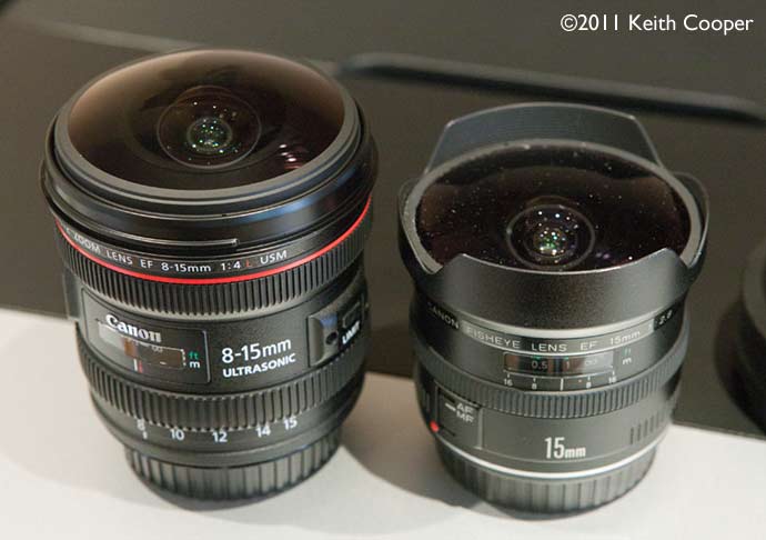 EF8-15mm f/4L Fisheye USM lens compared to the EF15mm