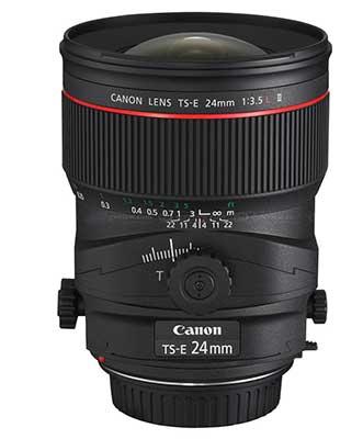 canon TS-E 24mm f/3.5L II tilt and shift lens